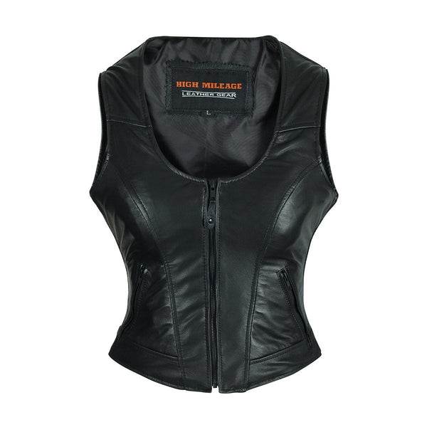 High Mileage HML1041 Womens Lady Biker Leather Motorcycle Vest
