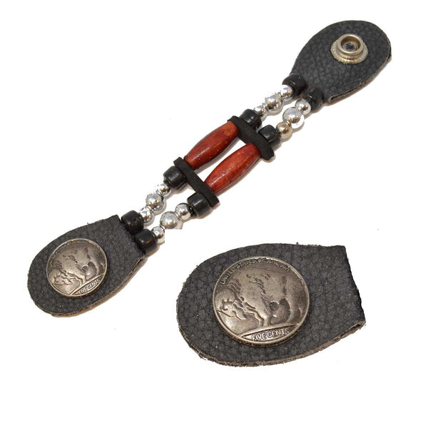 Mahogany Bead Buffalo Nickel Vest Extender