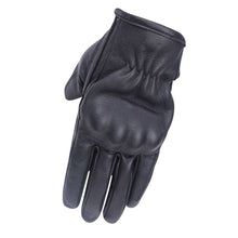 Women's Black Leather Knuckle Armored Riding Gloves