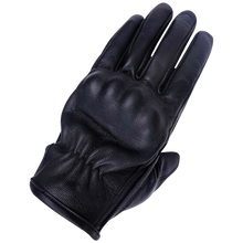 Women's Black Leather Knuckle Armored Riding Gloves