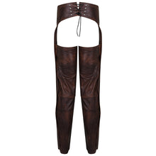 Unisex Vintage Distressed Brown Biker Motorcycle Leather Chaps