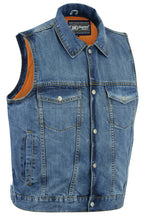 BU Snap/Zipper Front Denim Vest- Blue