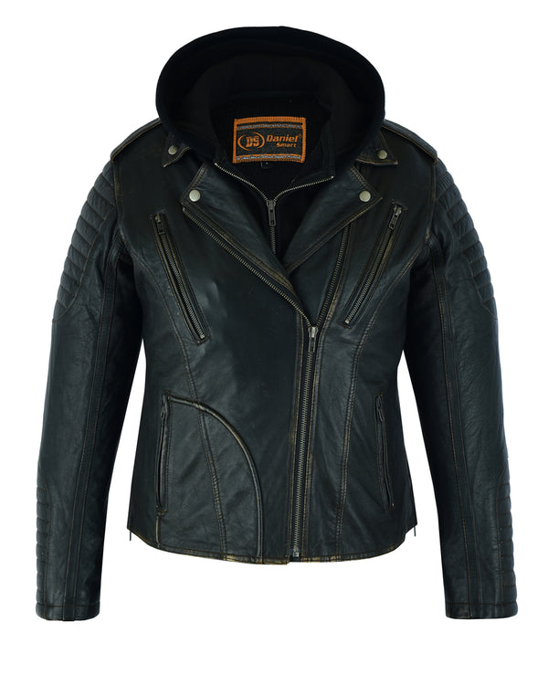 Women's Lightweight Drum Dyed Distressed Naked Lambskin M/C Jac