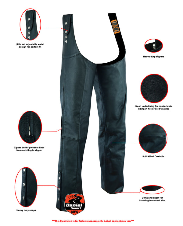 Unisex Adjustable Side Snap Beltless Chap