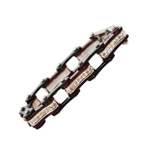 Two Tone Black/Candy Red W/White Crystal Centers