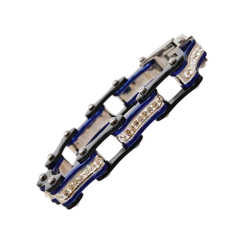 Two Tone Black/Candy Blue W/White Crystal Centers