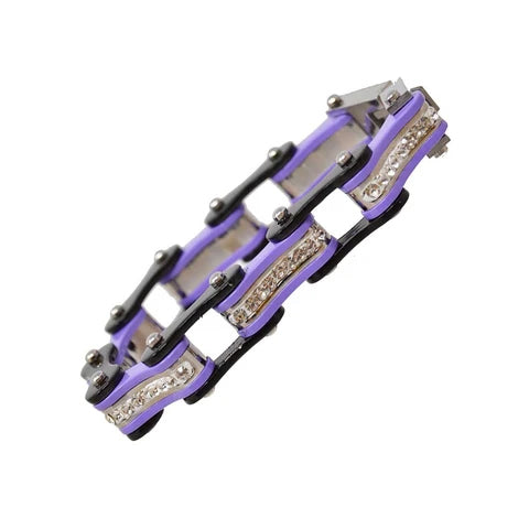 Two Tone Black/Purple W/White Crystal Centers