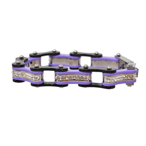Two Tone Black/Purple W/White Crystal Centers