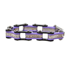 Two Tone Black/Purple W/White Crystal Centers