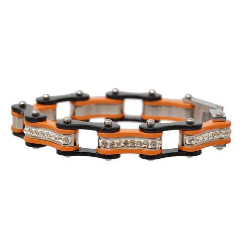 Two Tone Black/Orange W/Blue Crystal Centers