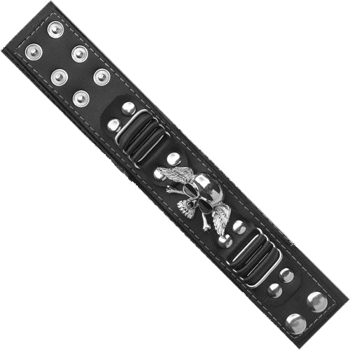 SD1012W Winged Vinyl bracelet with winged skull design.