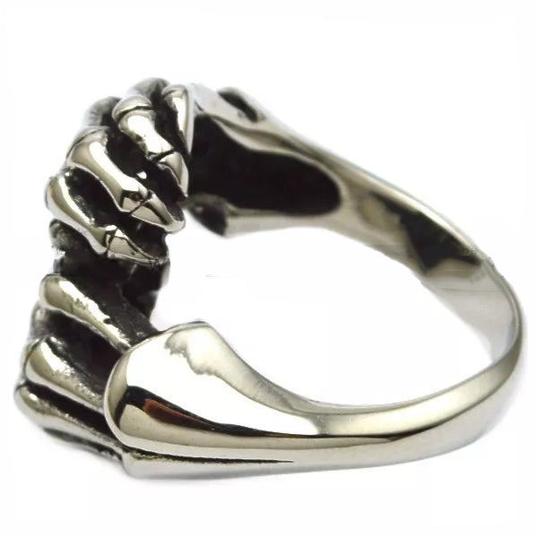Stainless Steel Skull Fingers Biker Ring