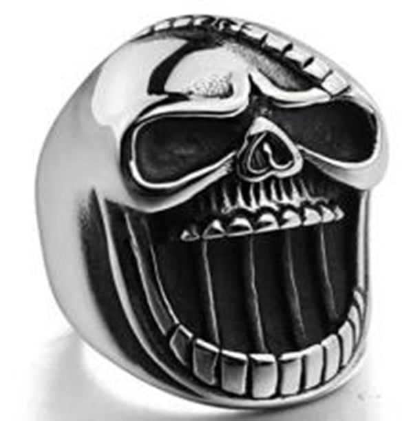 Stainless Steel Big Face Skull Biker Ring