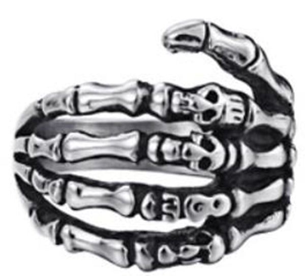 Stainless Steel Skull Fingers Biker Ring