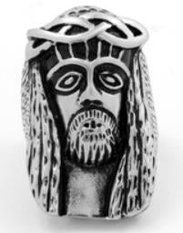 Stainless Steel Jesus Face Skull Biker Ring