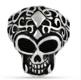 Stainless Steel Big Brain Skull Biker Ring
