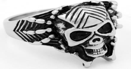 Stainless Steel Web Face Skull Biker Ring