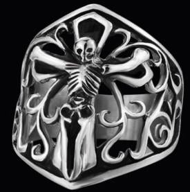 Stainless Steel Skeleton Skull Biker Ring