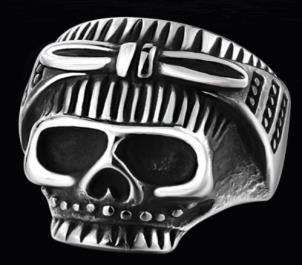 Stainless Steel Biker Chick Skull Biker Ring