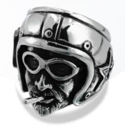 Stainless Steel Ride Pilot Biker Ring