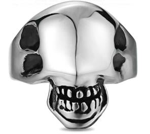 Stainless Steel Alien Face Biker Ring