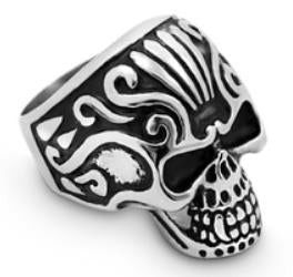 Stainless Steel Crown Head Biker Ring