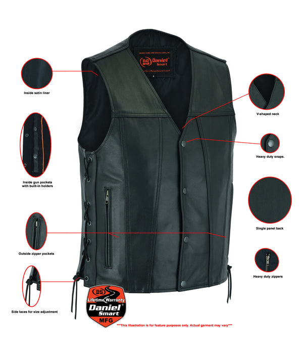 Men's Single Back Panel Concealed Carry Vest