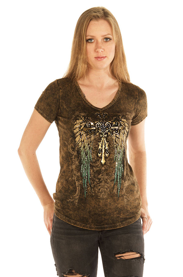 Sleeve Teal Gradient Wings and Cross