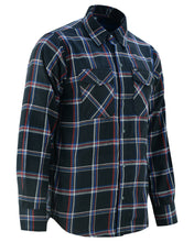 Armored Checkered Flannel Biker Shirt, Multiple Waterproof Storage Pockets CE Armor  - Black, Red and Blue