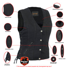 BK Women's Single Back Panel Concealed Carry Denim Vest