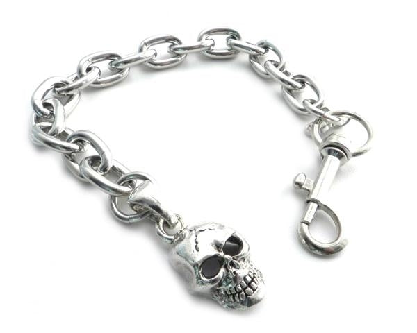 SKXL Skull Pendant on link Chain Bracelet 8"