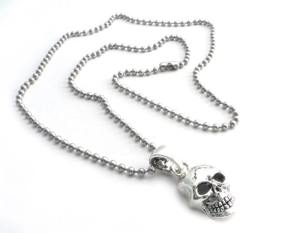 SKXL Skull Pendant on Stainless Steel 30" shot beed ball chain