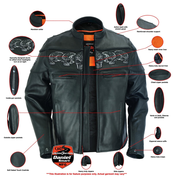 Men's Scooter Jacket w/Reflective Skulls