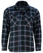 Armored Checkered Flannel Biker Shirt, Multiple Waterproof Storage Pockets CE Armor  - Black, Red and Blue