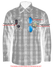 Armored Checkered Flannel Biker Shirt, Multiple Waterproof Storage Pockets CE Armor - - Daze Blue and Black