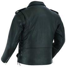 Economy Motorcycle Classic Biker Leather Jacket - Side Laces