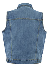 BU Snap/Zipper Front Denim Vest- Blue