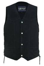 Men's Traditional Denim Vest with Side Laces