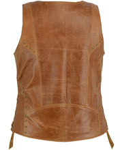 Women's Brown Zippered Vest with Lacing Details