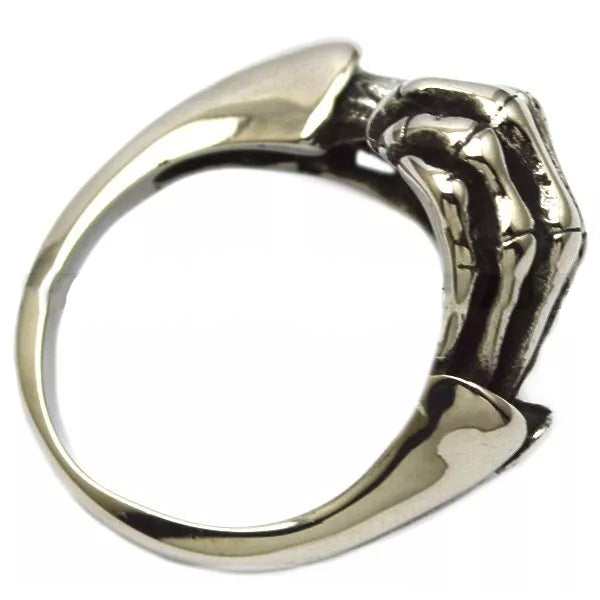 Stainless Steel Skull Fingers Biker Ring